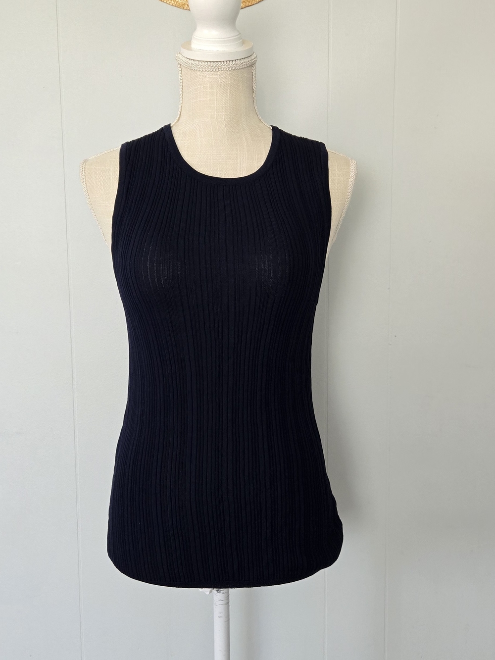 Joie Navy Ribbed Sleeveless Tank
